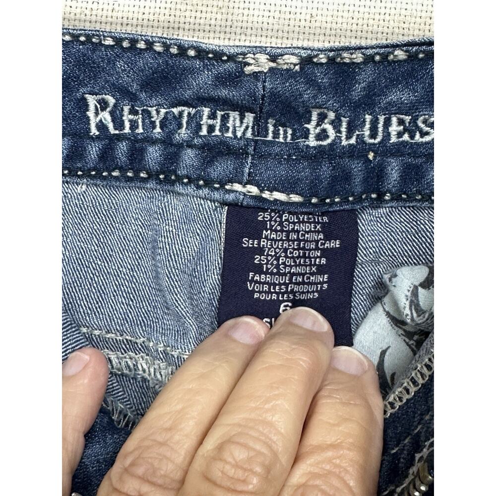 Rhythm in Blues Jeans Women's Size 6 Short Flap Pockets Straight Leg Top Stitch - Picture 9 of 16